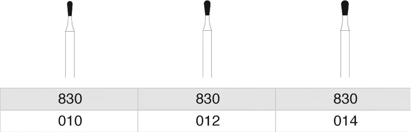 Diamanten 830  Packung  5 Stück grün grob, FG, Figur 238 Birne, 2,7 mm, ISO 010