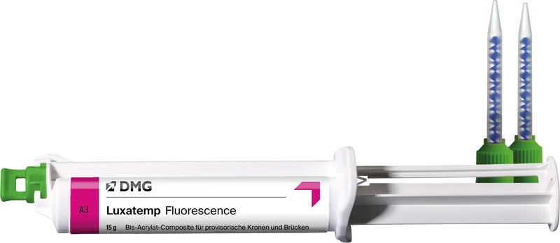 Luxatemp® Fluorescence  Packung  15 g Spritze A3, 10 Smartmix Tips