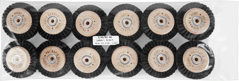 Labor Rundbürsten  Packung  12 Stück mit HK, 3-reihig, Chungking schwarz, breit, Kern: Ø 40 mm, Außen: Ø 60 mm