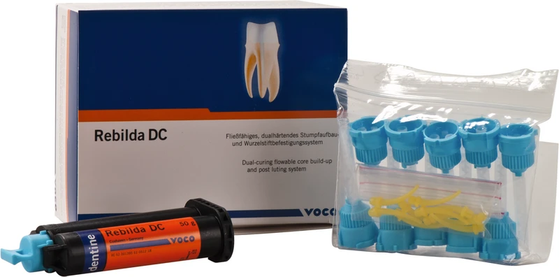 Rebilda® DC  Packung  50 g Kartusche dentin, Mischkanülen Typ 12, Applikationsaufsätze Typ 3