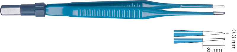 Bipolare-Pinzetten  Stück  16 cm, gerade, Spitzenbreite: 0,3 mm, spitz, blau