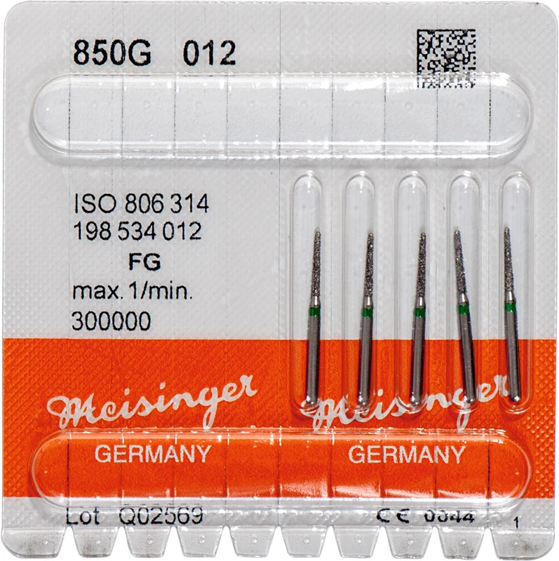 Diamanten 850  Packung  5 Stück grün grob, FG, Figur 198 Konus rund, 8 mm ISO 012