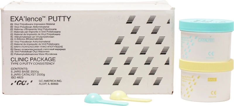 GC EXA'lence PUTTY  Klinikpackung  5 x 500 g Base, 5 x 500 g Catalyst, Zubehör