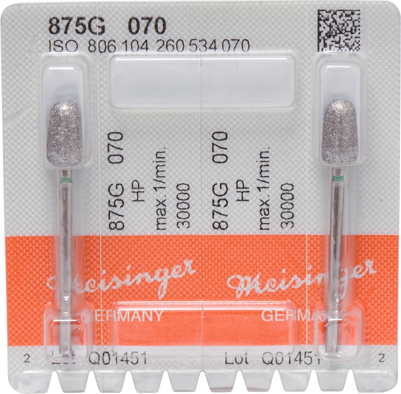 Diamanten 875  Packung  2 Stück grün grob, HP, Figur 260 konisch rund, 12 mm, ISO 070