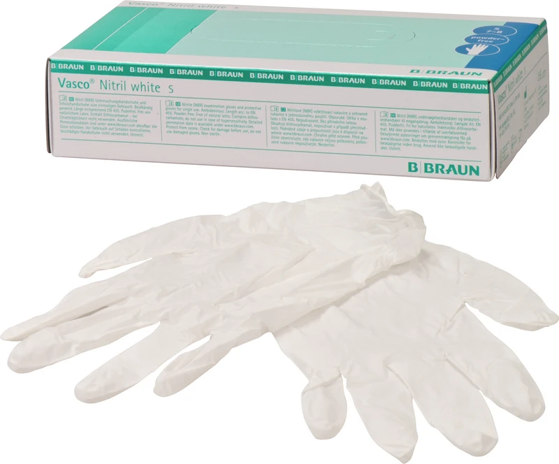Vasco® Nitril white  Packung  100 Stück puderfrei, weiß, S