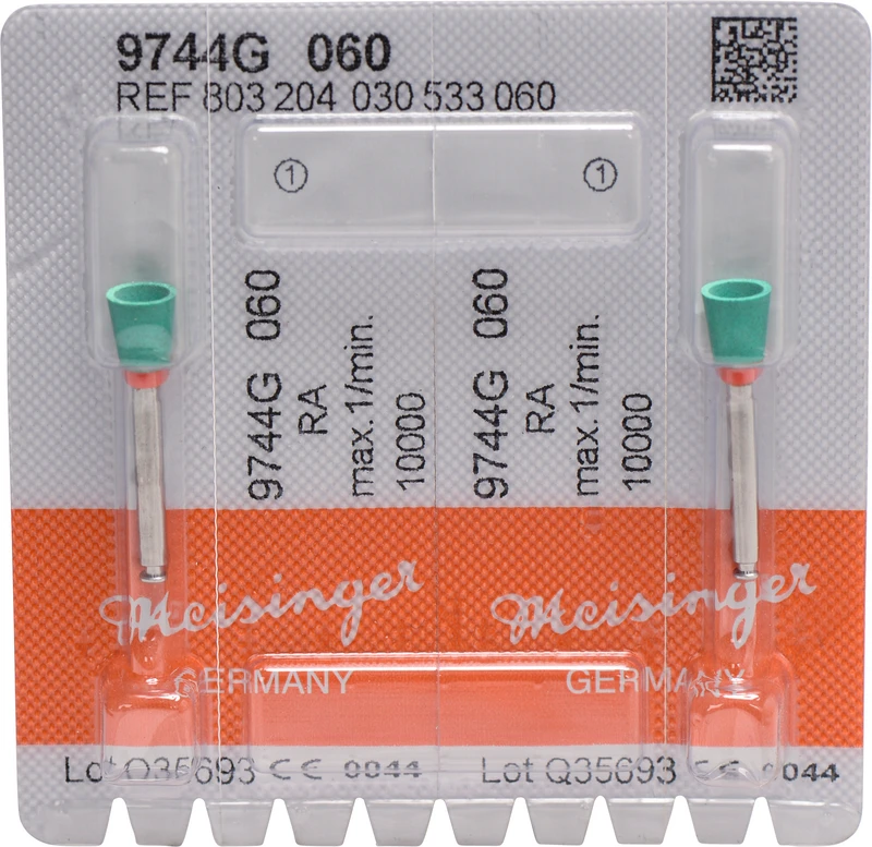 Diamantpolierer 9744  Packung  2 Stück grün grob, RA, Figur 030, 7,5 mm, ISO 060