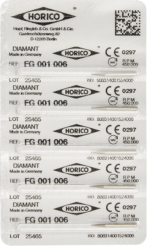 Diamantschleifer 001  Packung  5 Stück FG, Figur 001, ISO 006