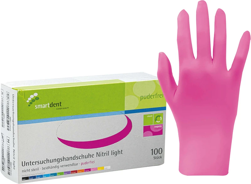 smart Nitrilhandschuhe light  Packung  100 Stück puderfrei, magenta, XS