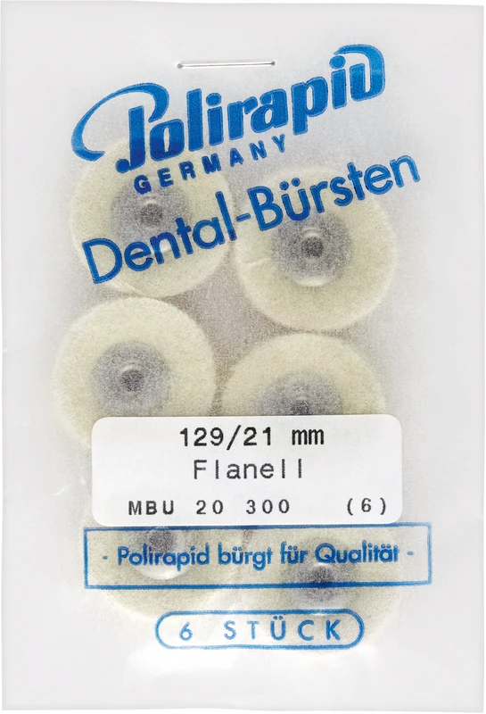 Miniaturbürsten Scheibe  Packung  6 Stück unmontiert, Flanellstoff weich, Ø 21 mm