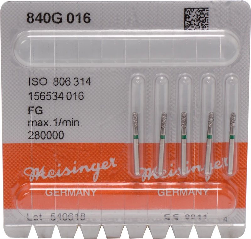 Diamanten 840  Packung  5 Stück grün grob, FG, Figur 156 Zylinder abgerundet, 1 mm, ISO 016