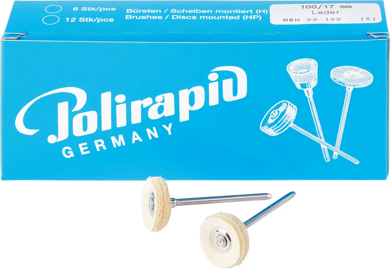 Miniaturbürsten Scheibe  Packung  6 Stück HP, Chamoisleder, Ø 17 mm
