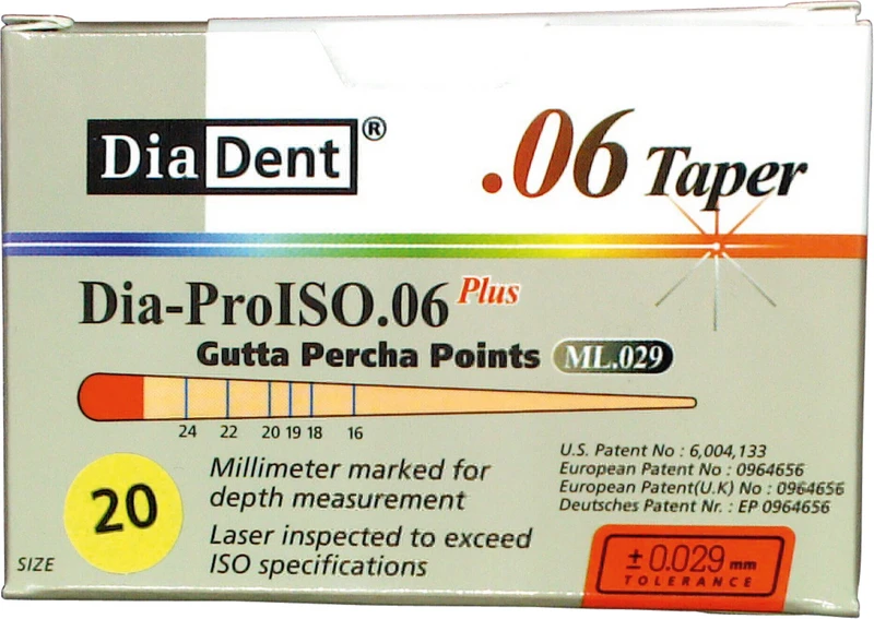 DiaDent® Dia-Pro Guttaperchaspitzen  Packung  60 Stück Taper.06, ISO 020