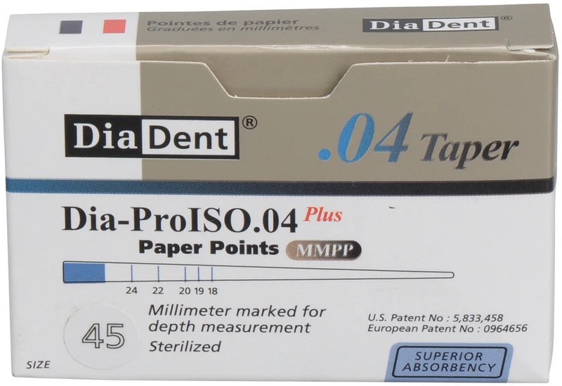 DiaDent® Dia-Pro Paper Points  Packung  100 Stück Taper.04, ISO 045