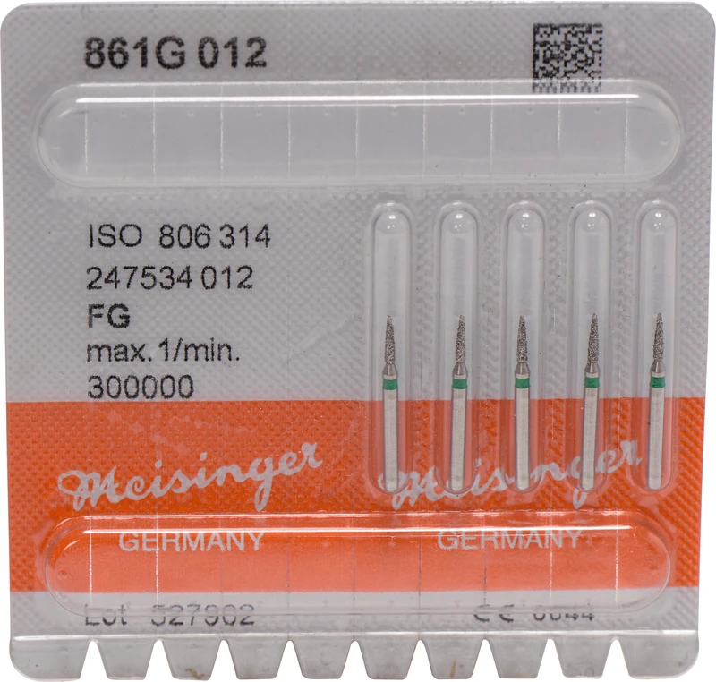 Diamanten 861  Packung  5 Stück grün grob, FG, Figur 247 Flamme, 5 mm, ISO 012