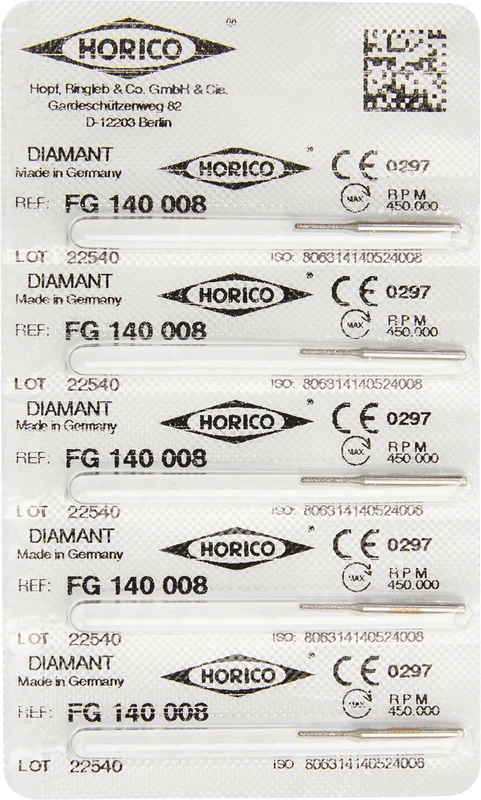 Diamantschleifer 140  Packung  5 Stück FG, Figur 140, 6 mm, ISO 008