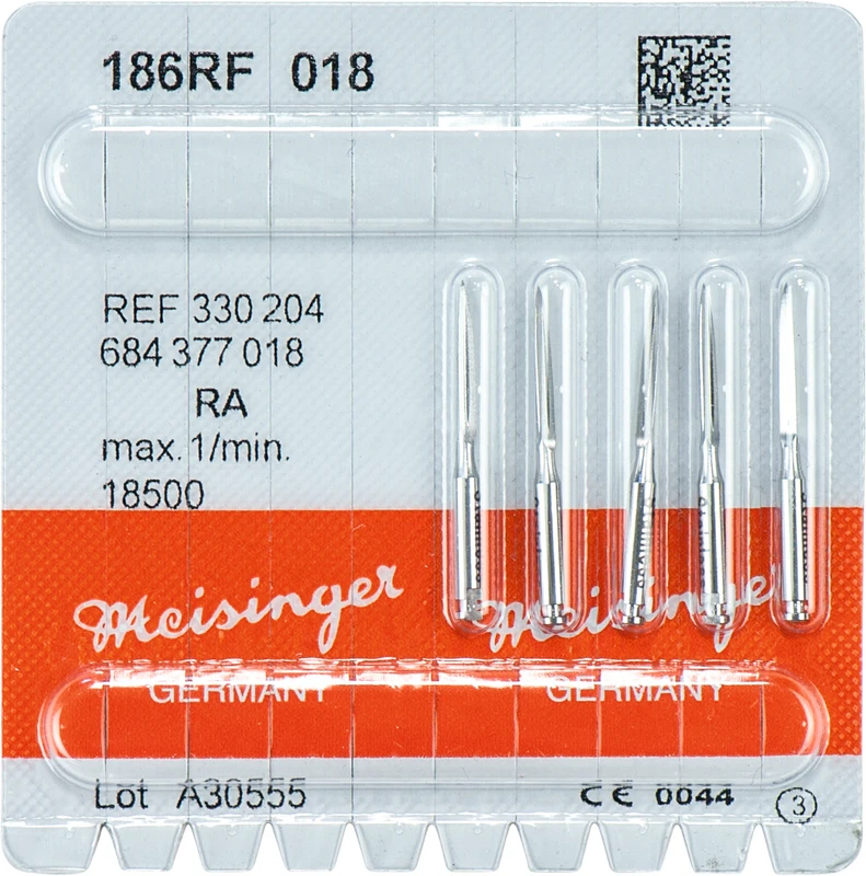 Chirurgie Fräser 186  Packung  5 Stück rostfreier Stahl, RA, Figur 684, 12 mm, ISO 018