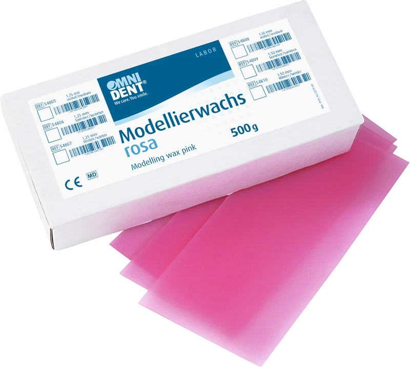Modellierwachs rosa  Packung  500 g mittel, 1,5 mm