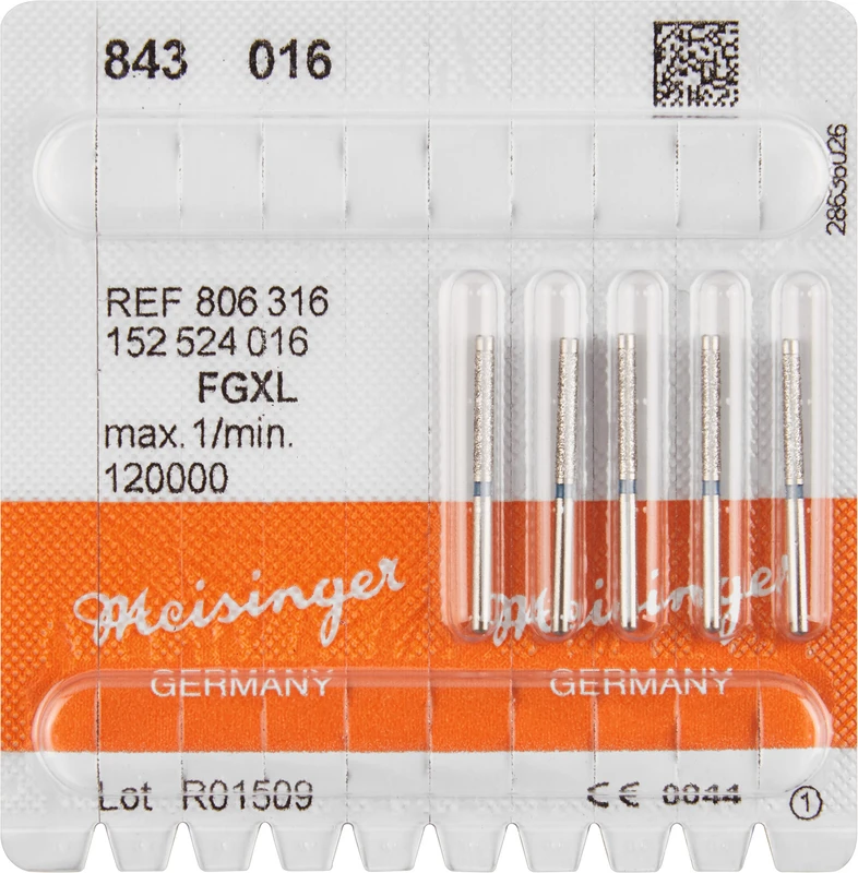 Diamanten 843  Packung  5 Stück blau mittel, FG XL, Figur 152 Zylinder, Ende n. belegt, 11 mm, ISO 016