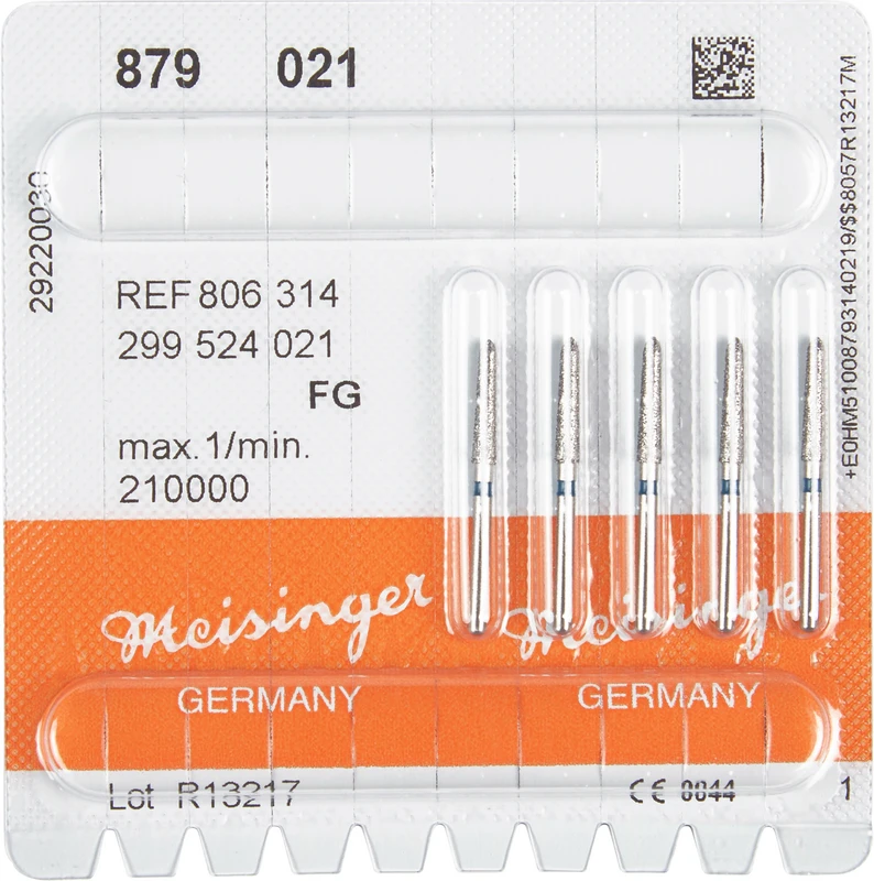 Diamanten 879  Packung  5 Stück blau mittel, FG, Figur 299 Torpedo konisch, 10 mm, ISO 021