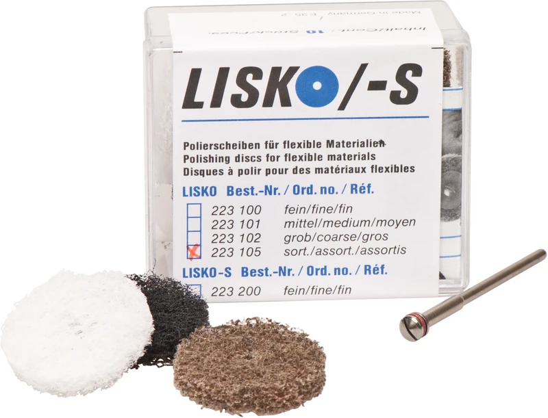 LISKO Polierer  Packung  10 Stück (4 x weiß, 4 x grau, 2 x braun), unmontiert, 4 Stützscheiben, 1 Mandrell