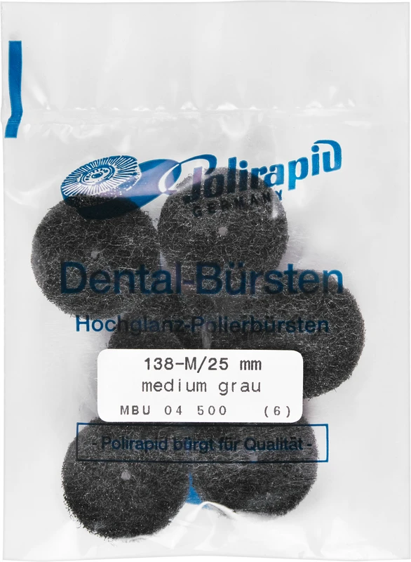 Miniaturbürsten 3M Scotch-Brite  Packung  6 Stück unm., grau mittel, 1 Scheibe 3M Scotch-Brite, Ø 25 mm, 4 Stützscheiben