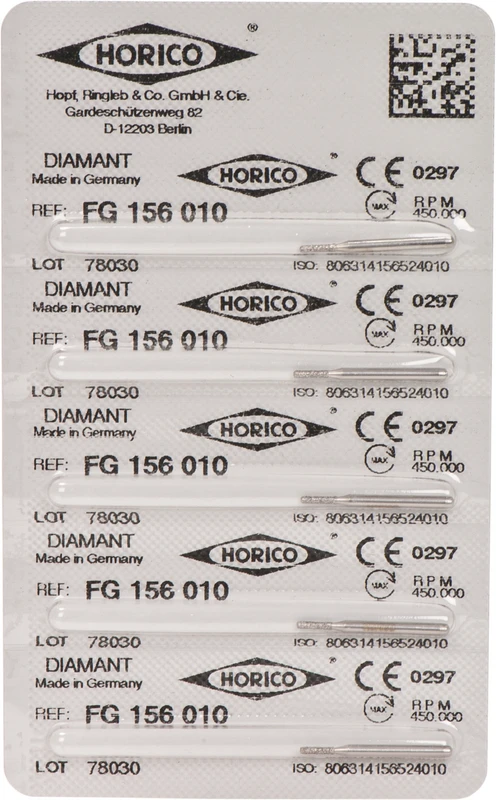 Diamantschleifer 156  Packung  5 Stück FG, Figur 156, 4 mm, ISO 010