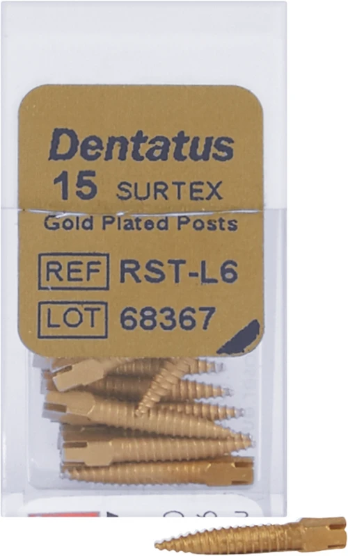 Classic Surtex vergoldete Wurzelstifte  Packung  15 Stück 11,8 mm, Ø 1,8 mm, Größe 6