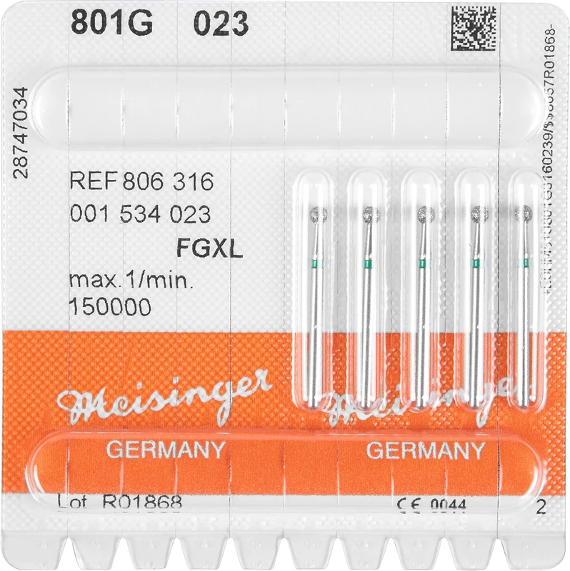 Diamanten 801  Packung  5 Stück grün grob, HP, Figur 001 Rund, ISO 023