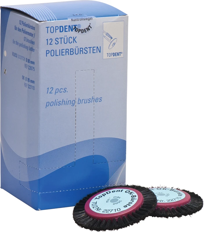 TOPDENT OK Bürste  Packung  12 Stück, 2-reihig, kurze Chungkingborsten 11 mm, hart, Ø 70 mm