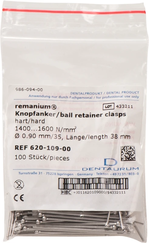 remanium® Knopfanker  Packung  100 Stück Ø 0,90 mm