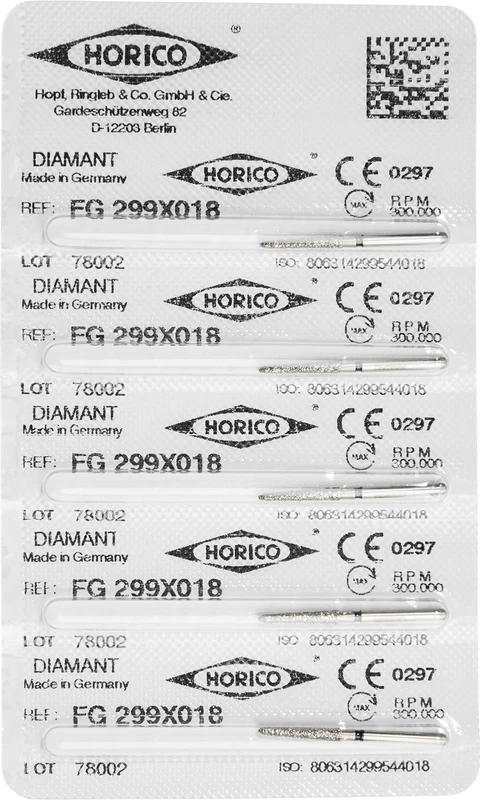 Diamantschleifer 299  Packung  5 Stück schwarz x-grob, FG, Figur 299, 10 mm, ISO 018