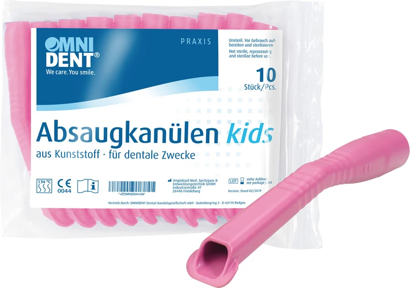 Omni Absaugkanülen Kids  Packung  10 Stück rosa