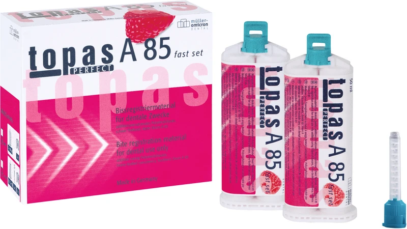 topas PERFECT A85 fast  Packung  2 x 50 ml Kartusche, 8 Mixing Tips grün