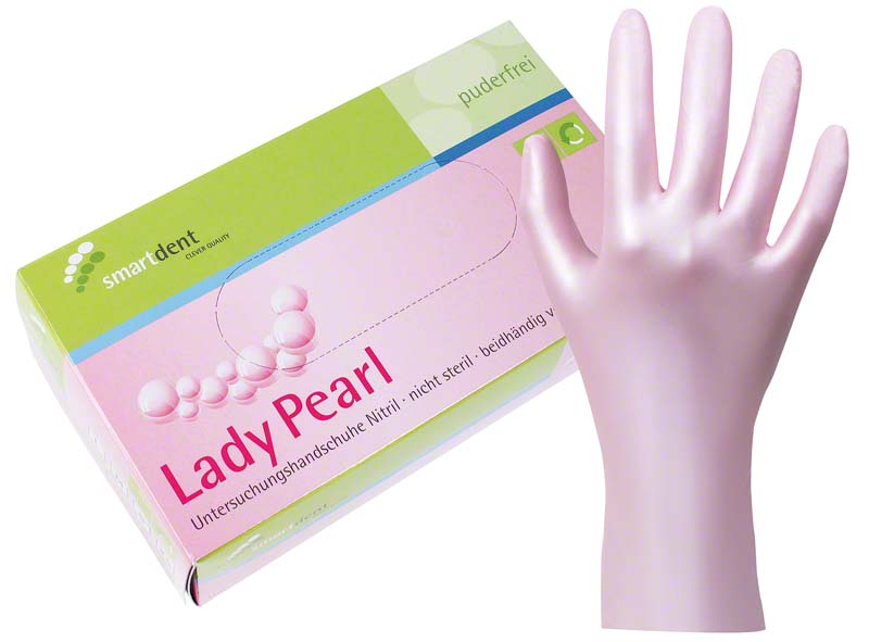smart Lady Pearl Nitrilhandschuhe  Packung  100 Stück puderfrei, perlmutt rosa, S