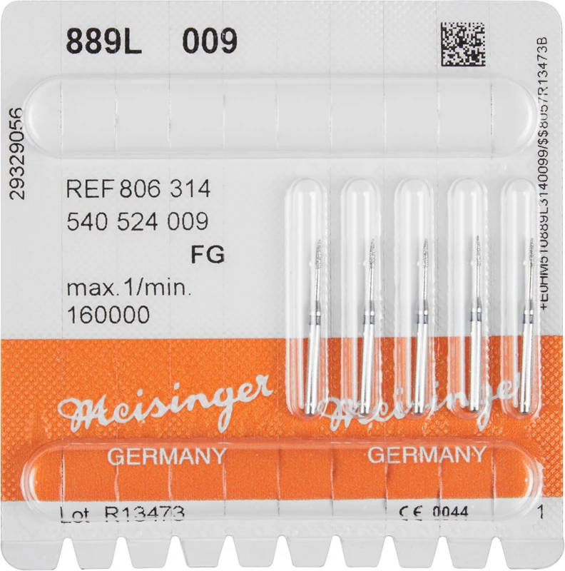 Diamanten 889  Packung  5 Stück blau mittel, FG, Figur 540 lang, Flamme, 3,5 mm, ISO 009