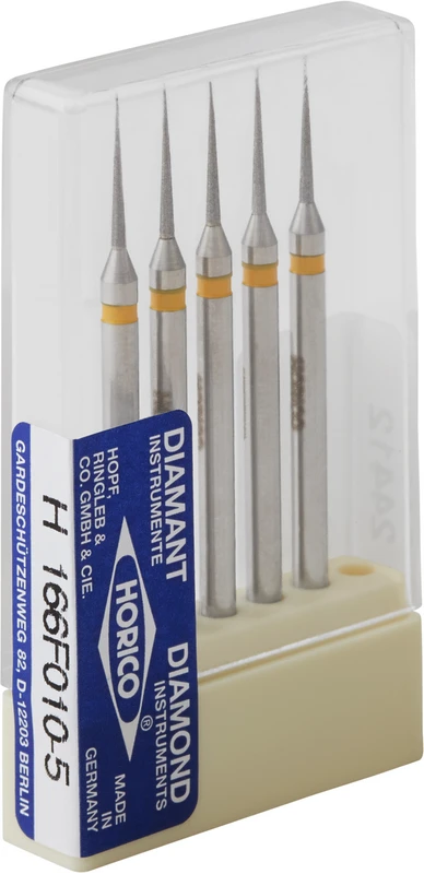 Diamantschleifer H 166  Packung  5 Stück gelb extra-fein, HP, Figur 166, 10 mm, ISO 010