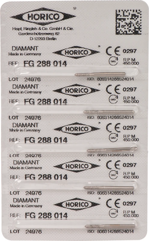 Diamantschleifer 288  Packung  5 Stück FG, Figur 288, 6 mm, ISO 014