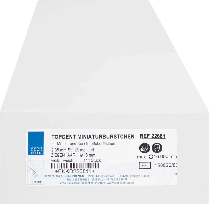 TOPDENT Ziegenhaarbürste  Packung  144 Stück weiß weich, Ø 16 mm