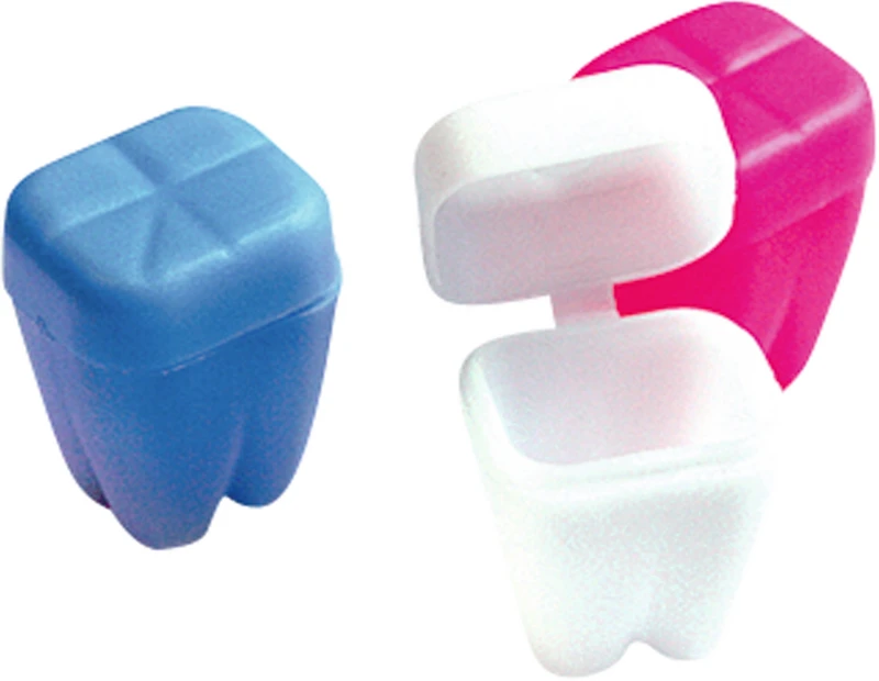 Zahnbehälter  Packung  72 Stück 3 cm, sortiert (weiß, blau, rosa)