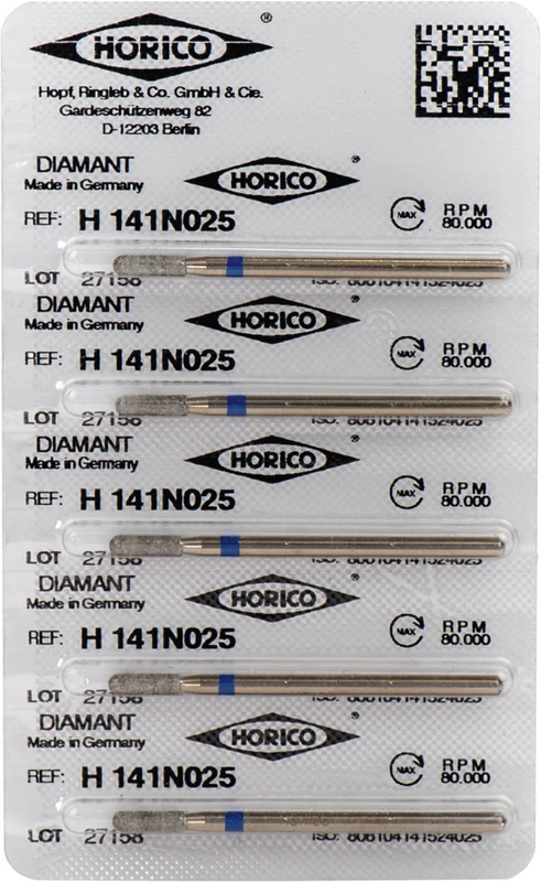 Diamantschleifer H 141  Packung  5 Stück blau normal, HP, Figur 141, 8 mm, ISO 025