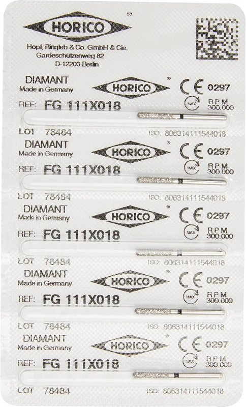 Diamantschleifer 111  Packung  5 Stück schwarz x-grob, FG, Figur 111, 8 mm, ISO 018