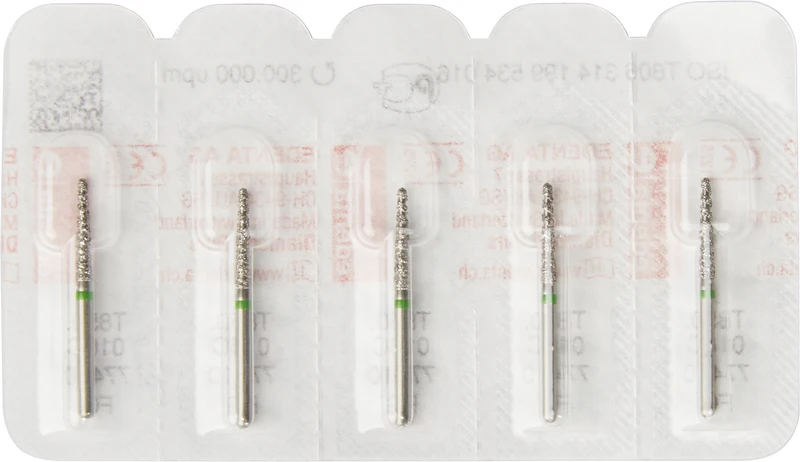 Turbo Diamanten T850  Packung  5 Stück grün grob, FG, Figur 199 Konus rund, 10 mm, ISO 016