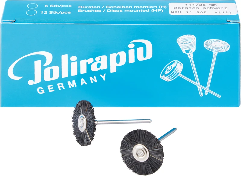 Miniaturbürsten  Packung  12 Stück HP, Chungking Borste schwarz, Ø 25 mm
