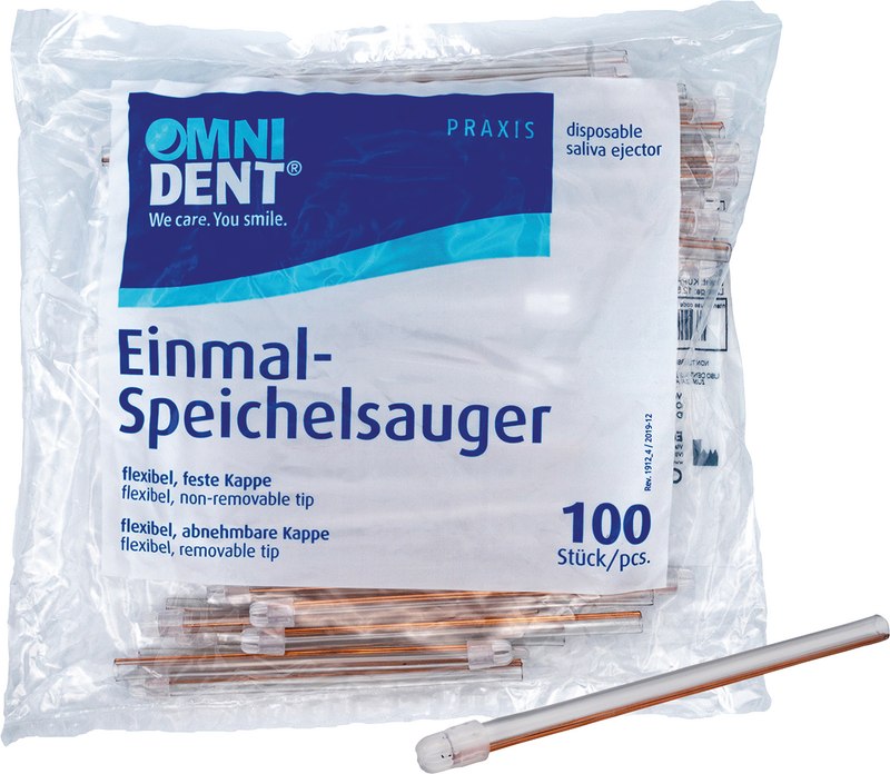 Omni Speichelsauger  Packung  100 Stück feste Kappe transparent