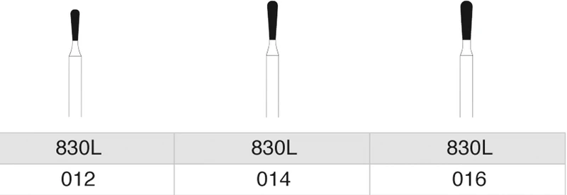 Diamanten 830L  Packung  5 Stück grün grob, FG, Figur 239 Birne lang, 5 mm, ISO 014