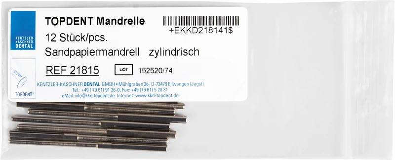 TOPDENT Sandpapier-Mandrelle  Packung  12 Stück zylindrisch