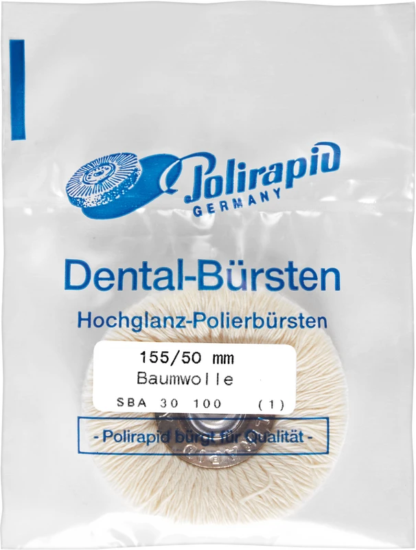 Schmalbürsten  Stück  mit Aluzentrum, Baumwollgarn weiß, Ø 50 mm, S: 9 mm