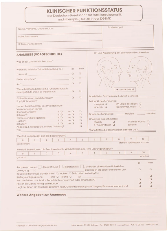 Erhebungsbogen Klinischer Funktionsstatus   Stück  100 Blatt
