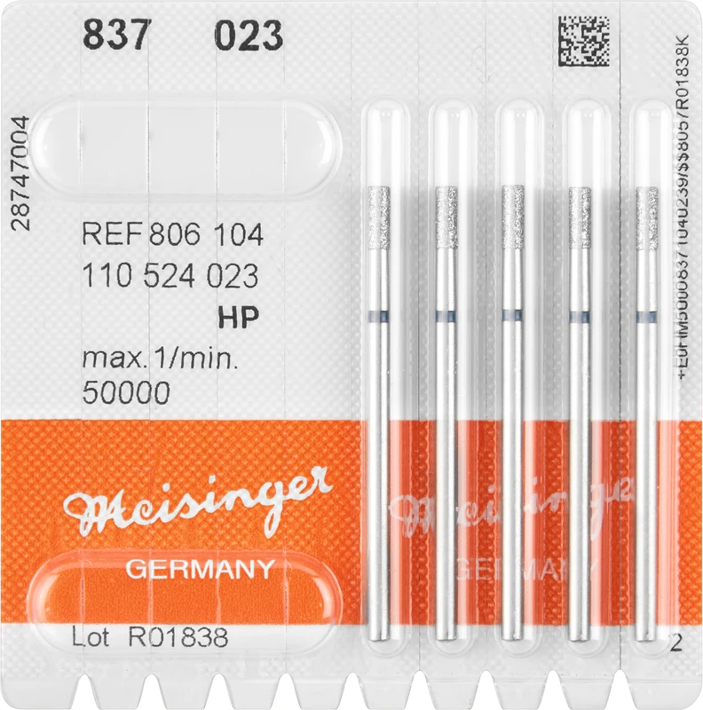 Diamanten 837  Packung  5 Stück blau mittel, HP, Figur 110 Zylinder, 6 mm, ISO 023