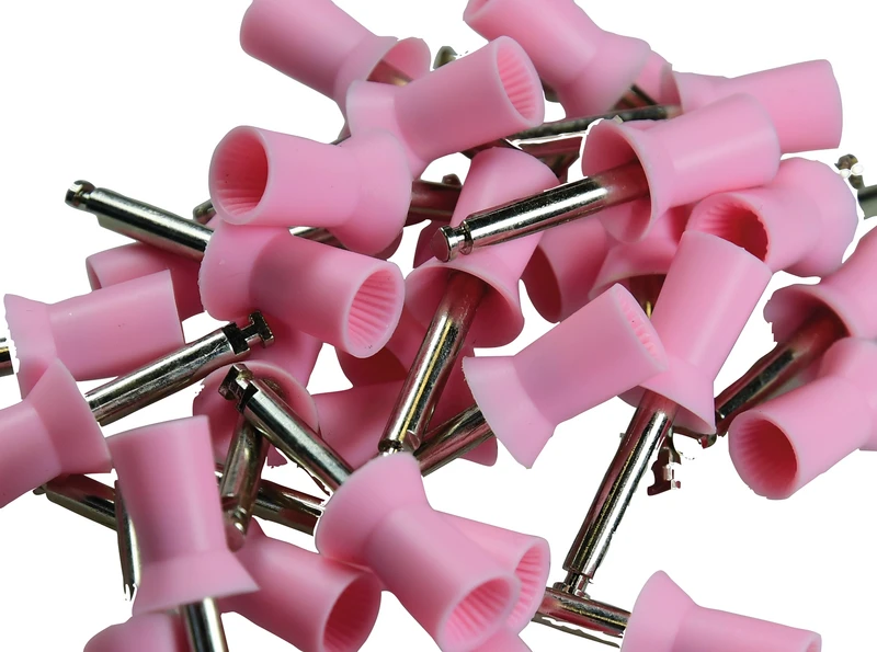 Farbige Prophy Cups  Packung  30 Stück pink lamellenförmig, weiches Gummi, Latch-Type